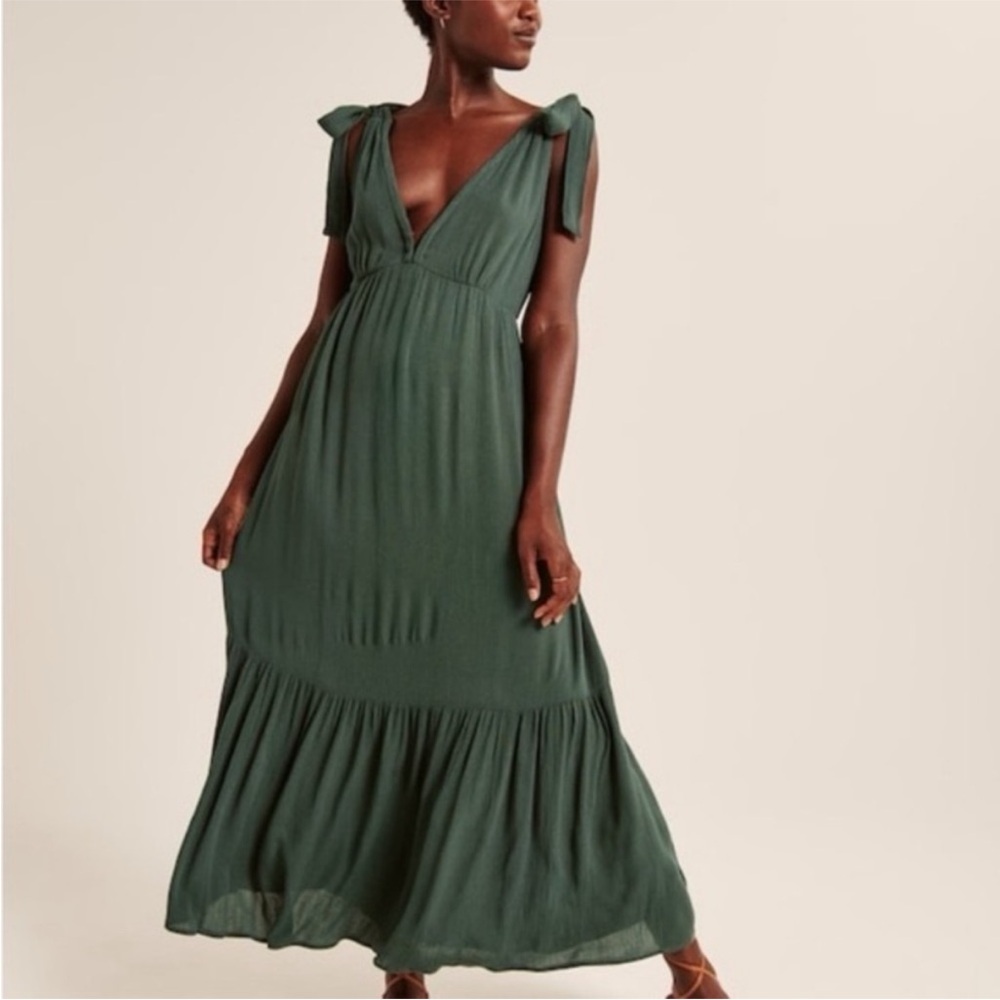 NWT!! Abercrombie & Fitch Green Tiered Maxi Sundress